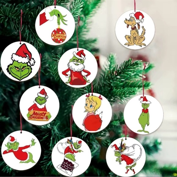 How the Grinch Stole Christmas Tree Wood Ornaments (10 pc) - Picture 1 of 5